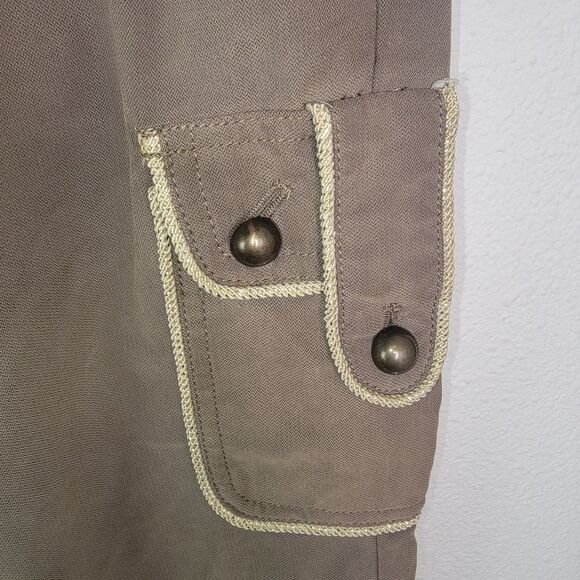Cache olive gold rope Embellished cargo capri pants size 0 - Picture 5 of 8
